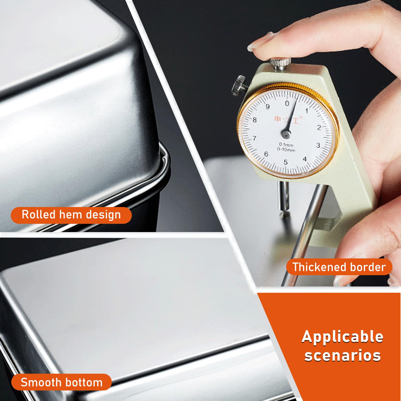 SUNOYA Set Di 6 Teglie Per Impanatura, 2200ml Teglie Per Impanatura In Acciaio Inox, Vaschette Da Panier 25.5x20x5.5cm, Teglia Forno Rettangolare Inox Per Insalata, Carne Marinatura Conservazione