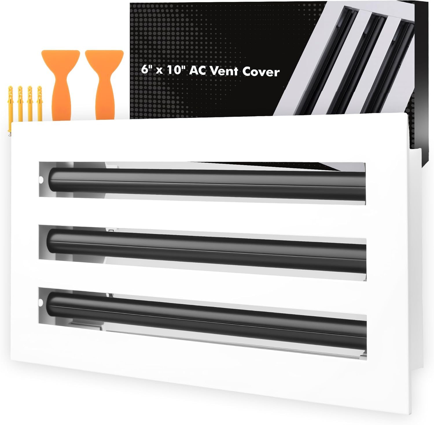 10x6 Modern AC Vent Cover Adjustable Airflow, Aluminum Standard Linear Slot Diffuser, Register Grille for Ceiling, Wall & Floor, Included Drywall Anchors & Screws, Neck: 9.84*5.24 & Face: 11.06"×6.69"