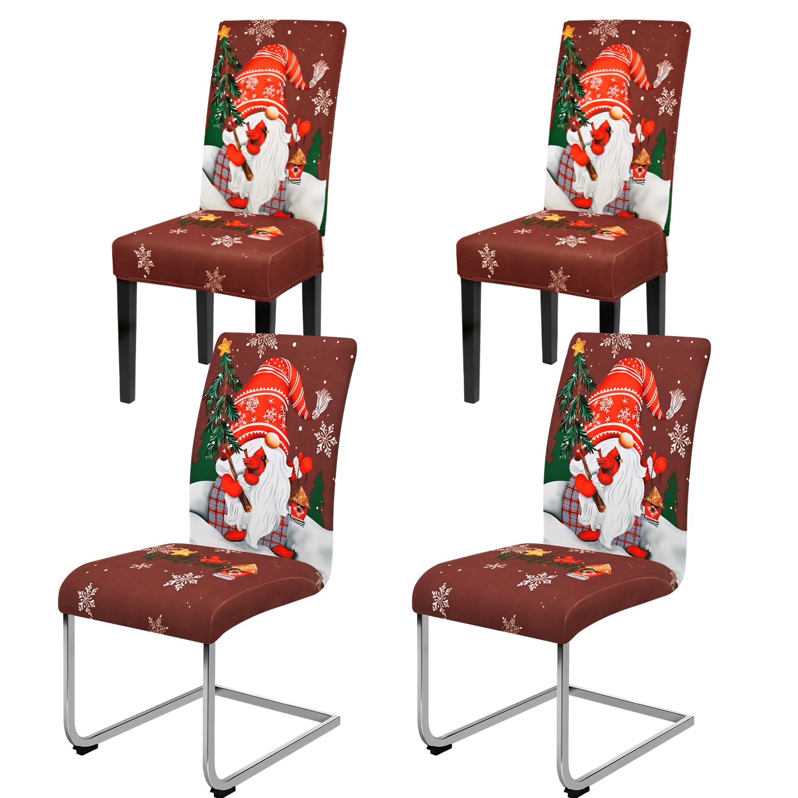 Housses de chaise pour Noël et fêtes : lot de 4 protections stretch pour salle à manger