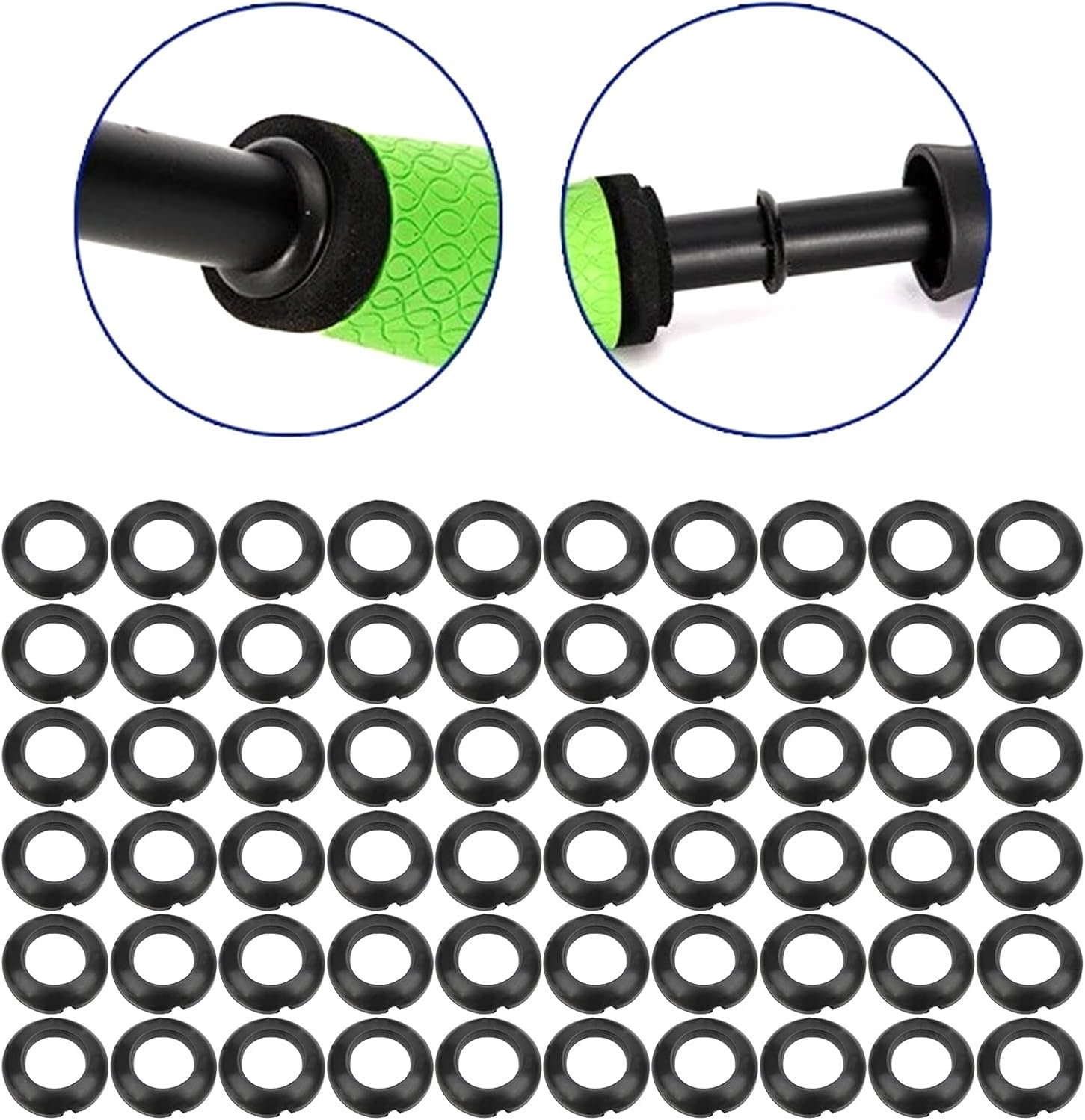 Winding Check Ring, 60PCS Fishing Rod Trim Ring Fishing Rod Building Silicone Elastic Winding Check Dress Ring Fishing Reel Care Accessories(11MM)