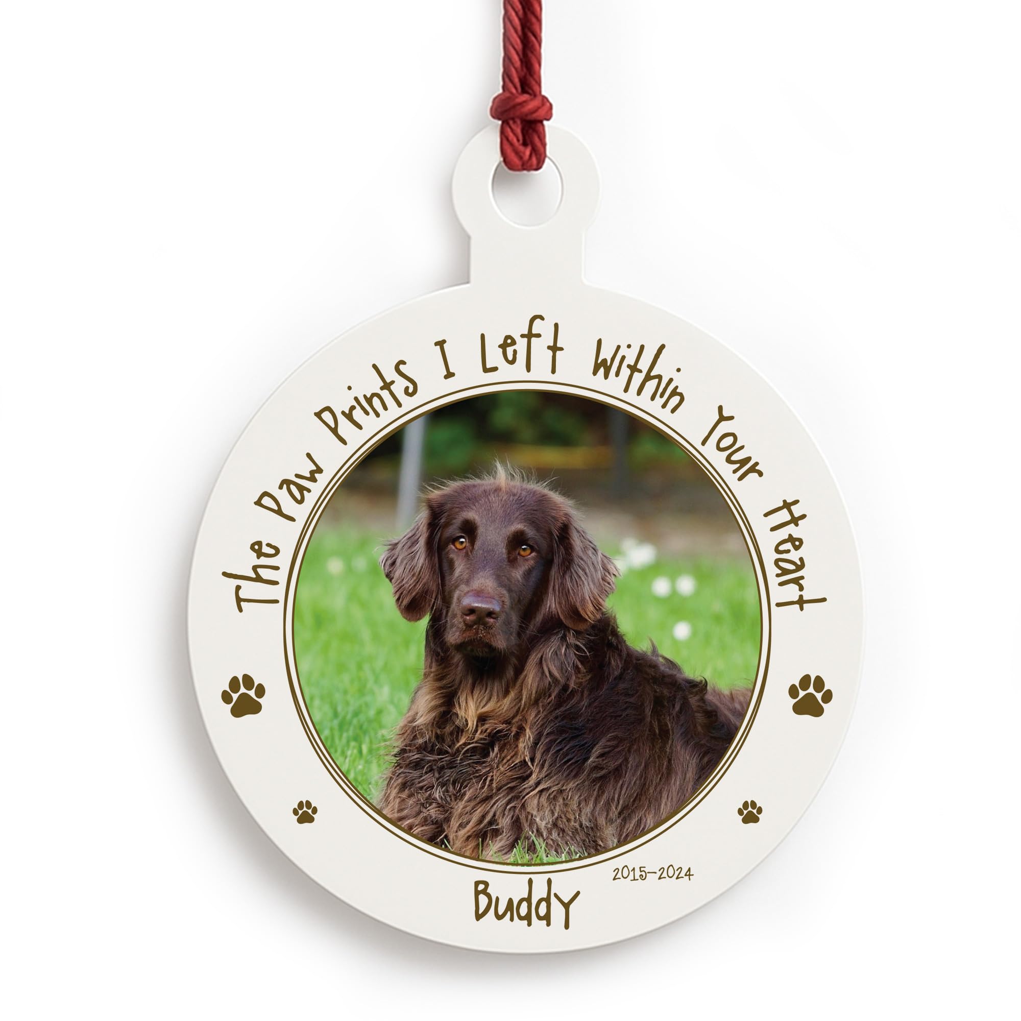 Red Ocean Pet Memorial Bauble With Photo Personalised Dog Memorial Christmas Decoration For Dog Lover Pet Owner In Memory Plaque For Family Tree Decoration Keepsake