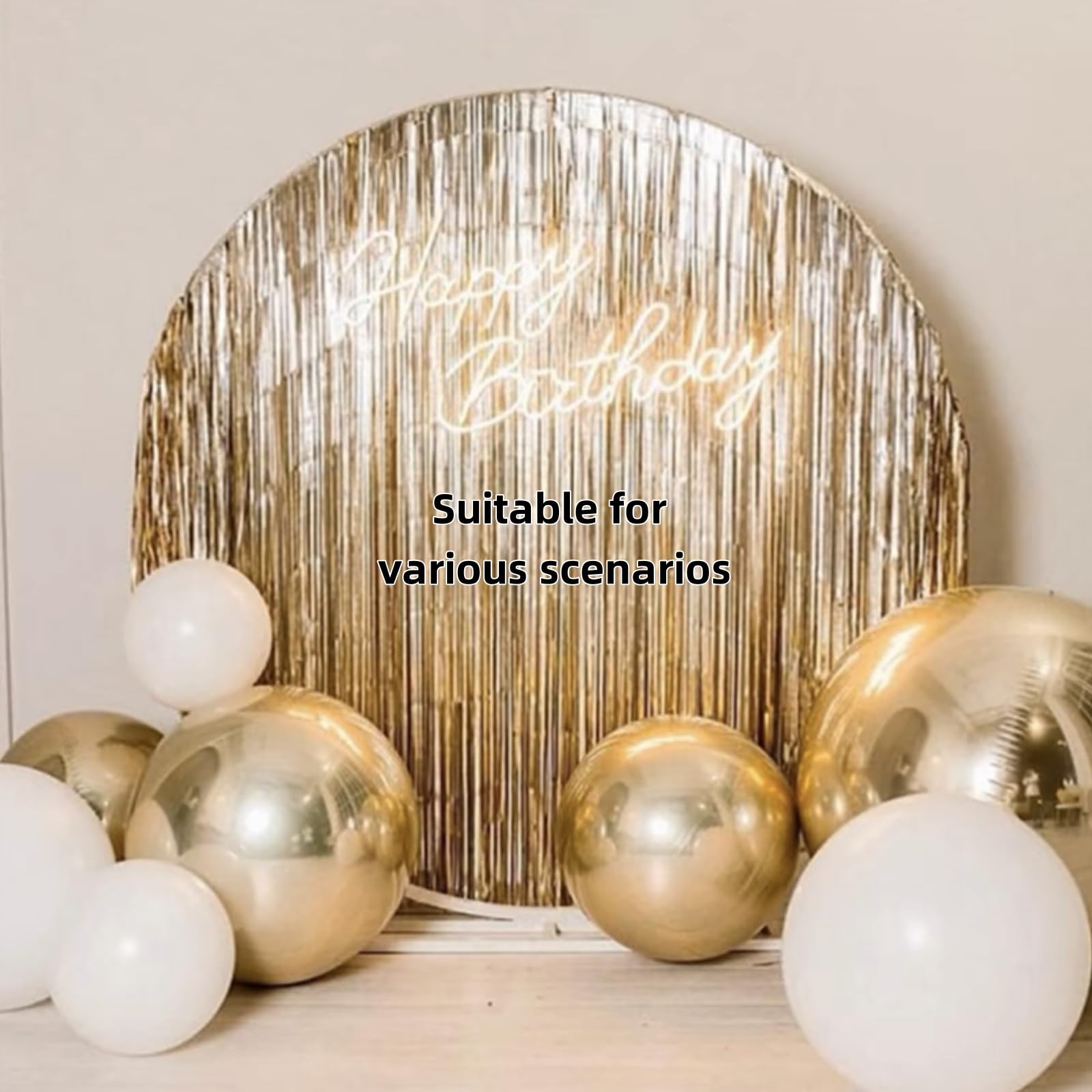 Lot de 2 rideaux à franges pailletées pour décorations de Noël, fête, mariage et anniversaire Champagne doré 1 x 2 m