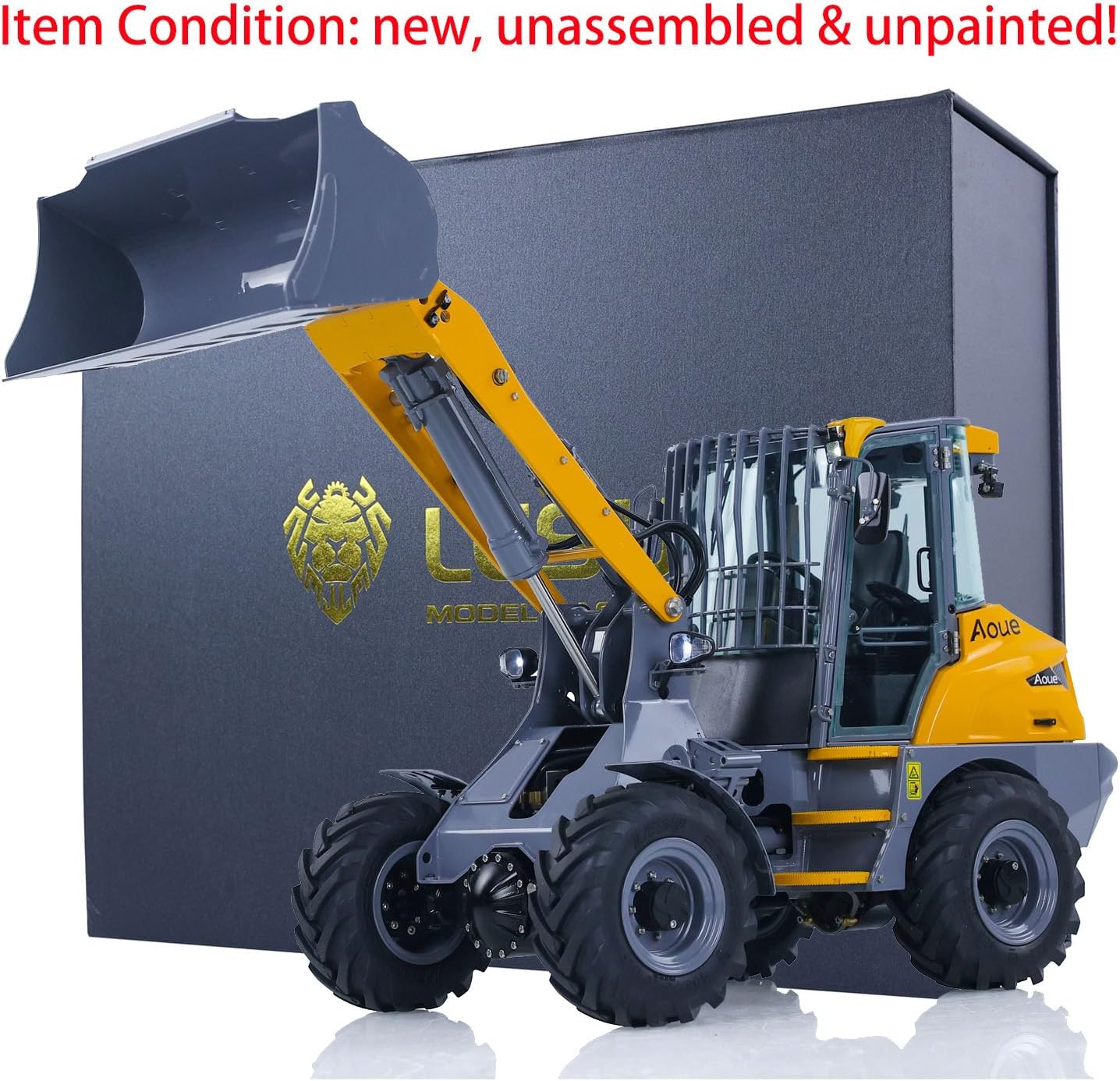 Assembled LESU 1/14 AOUE-MCL8 RC Hydraulic Loader from side view