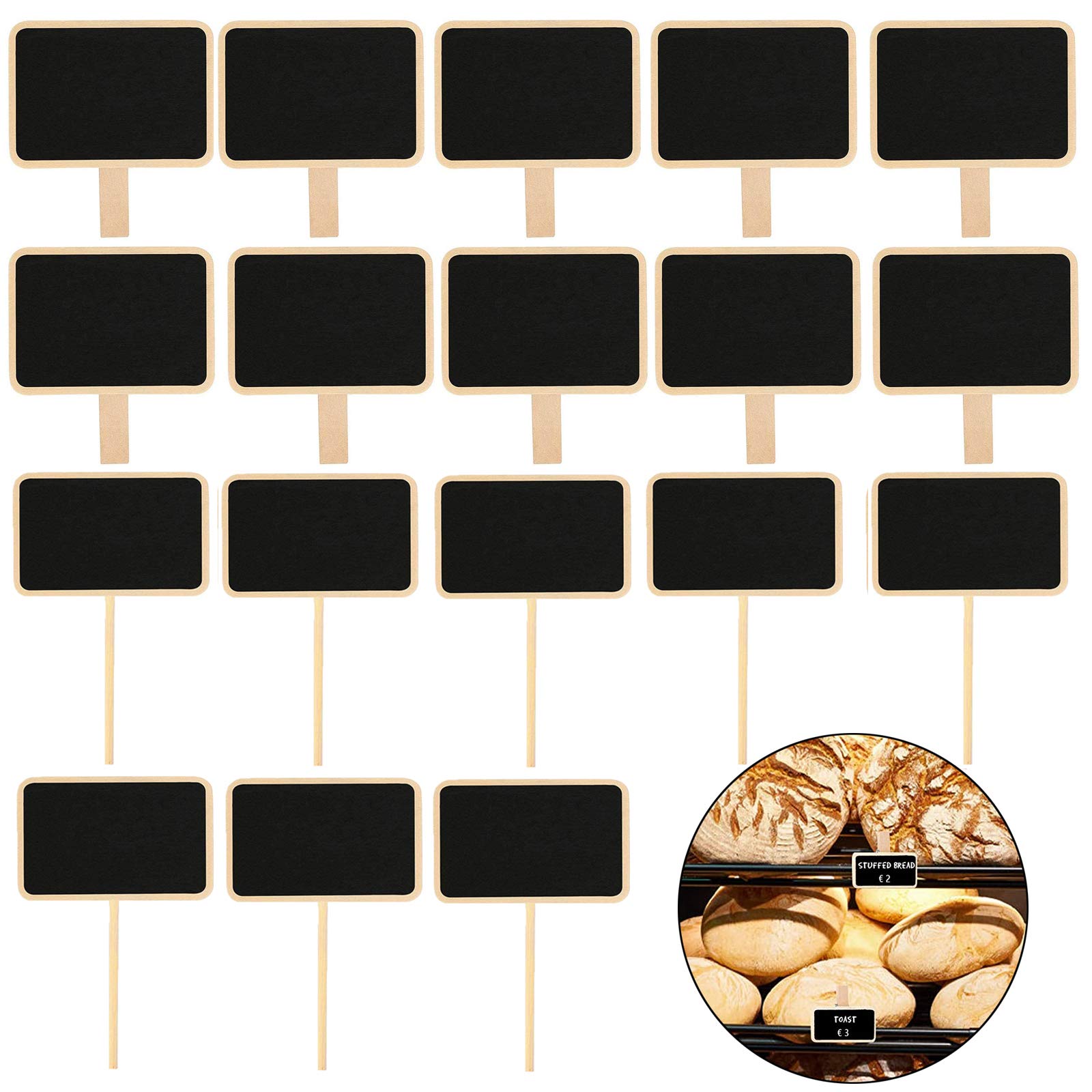 YHSKJCD Lot 50 Mini Tableaux Noirs Bois Avec Support - Ardoises Mini Pour Mariage Et Événements