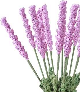 Konstgjorda stickade blommor ， 5 st Handgjorda vävda lila lavendelbukett DIY Virkad konstgjord blomma Heminredning Jubileumspresent(Light Purple)