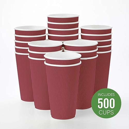 Vista 131 de Vasos de café de papel aislado de pared corrugada, 8 oz, Anaranjado