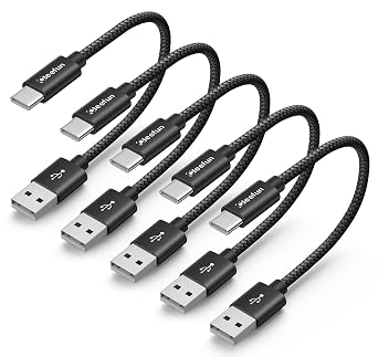 CLEEFUN USB to USB C Cable Short 5 Pieces 30 cm 0.3 m Quick Charging Cable