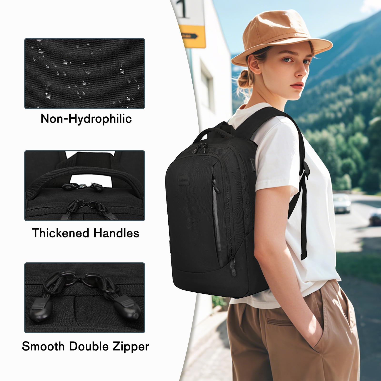Goloni Zaino leggero e casual per computer portatile, borsa da viaggio classica, con porta di ricarica USB, per uomini e donne