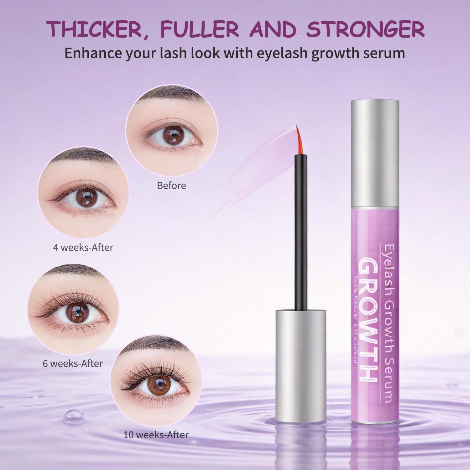 IPRILRY Eyelash Growth Serum with Natural Formula Lash Serum for Eyelash Growth for Longer,Fuller Looking Lashes Gentle for Eyelash 0.17 Fl Oz - 3