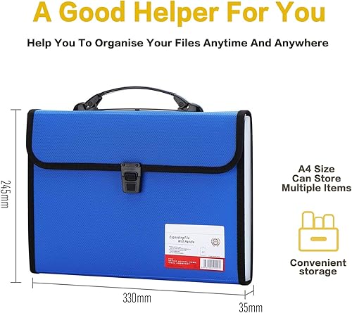 Miniatura 3 de Carpetas con asa, carpetas A4 con 13 bolsillos, carpetas de archivos de gran capacidad, organizador de archivos expandible impermeable, organizador