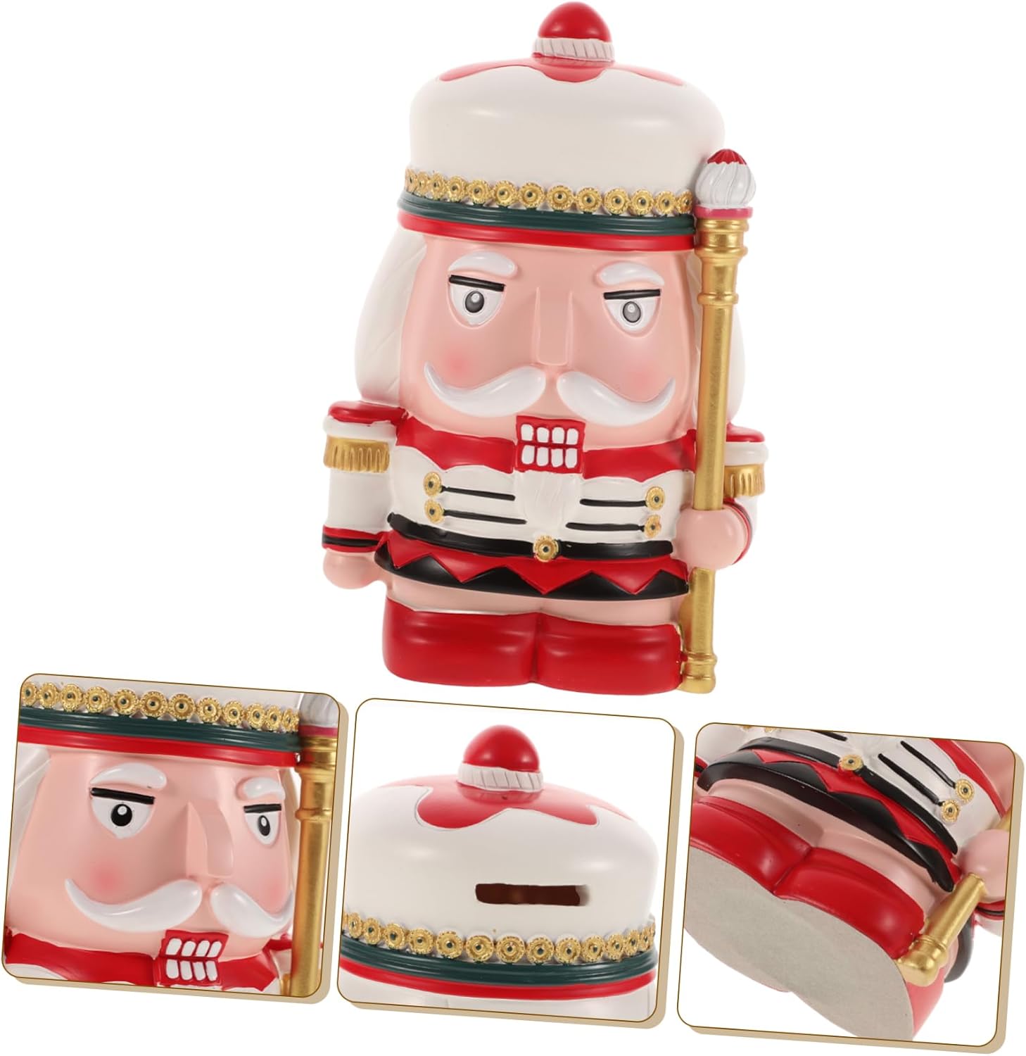 Nutcracker Shaped Piggy Bank for Cute Resin Money Pot Easy Access Coin Holder for Boys Engaging Nursery Decor and Birthday Present