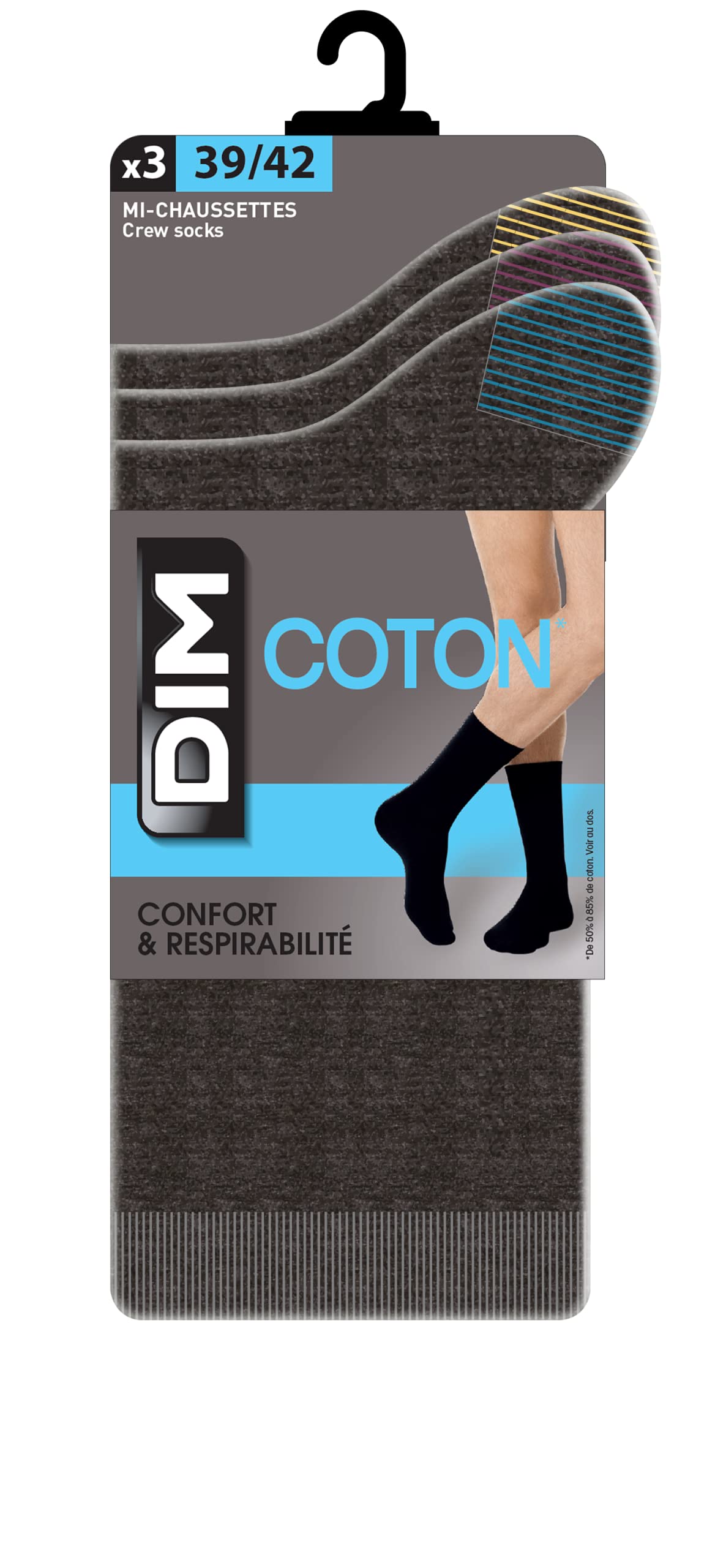 Lot De 3 Paires De Chaussettes MH - 100% Coton, Couleur Anthracite, Pointure 39-42/43-46