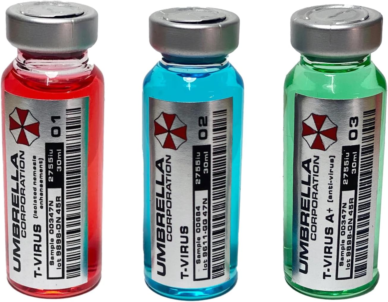 Umbrella Corporation T-Virus set of 3 Vial Bottles Collector Set