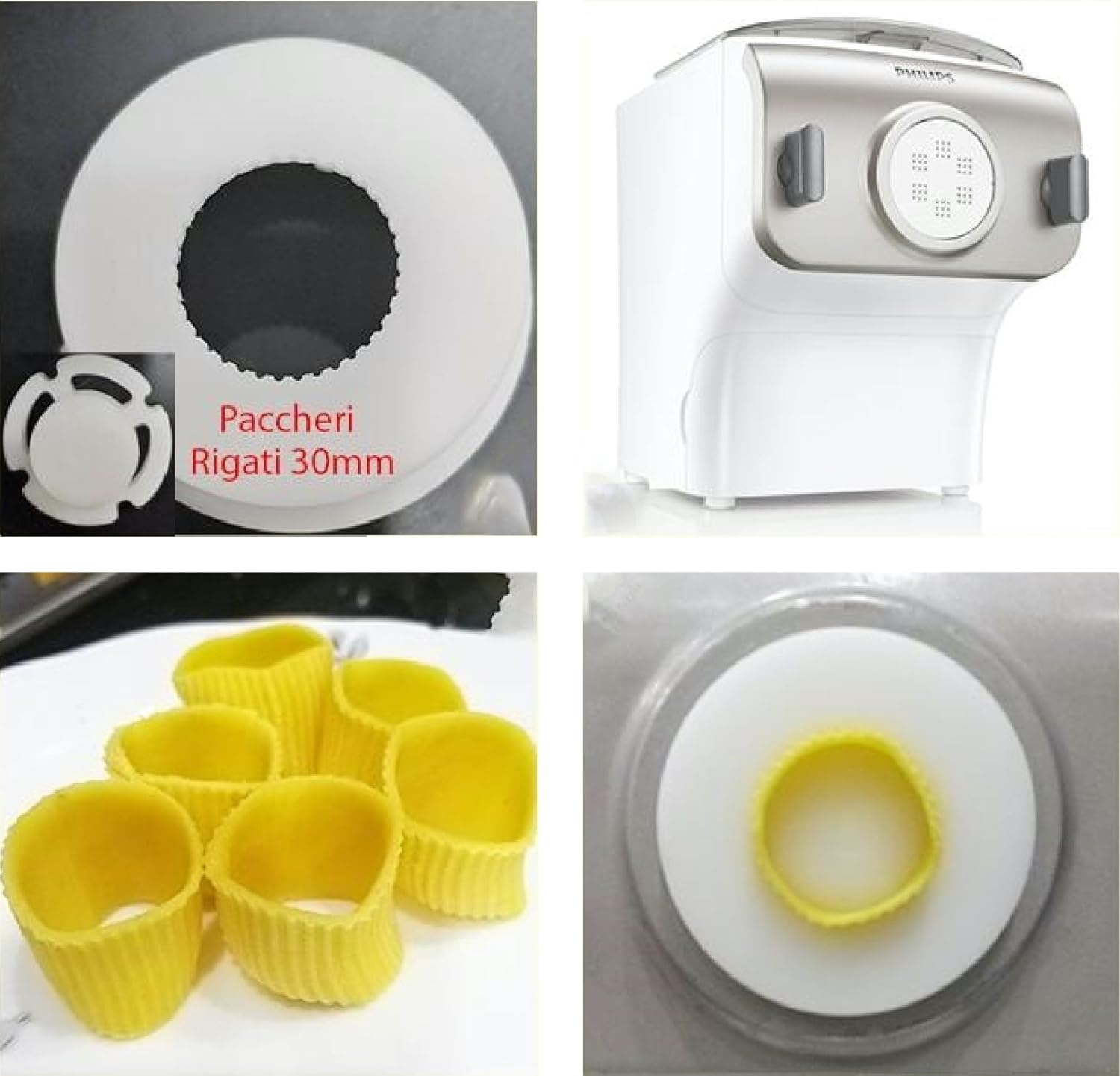 Rigati Pasta Shaped Noodles, Italian Rigate Pasta Shape Fit For Philips Electric Pasta Maker, Disc Compatible With Philips Attachment Kitchen Appliance (Paccheri Rigati 30mm)