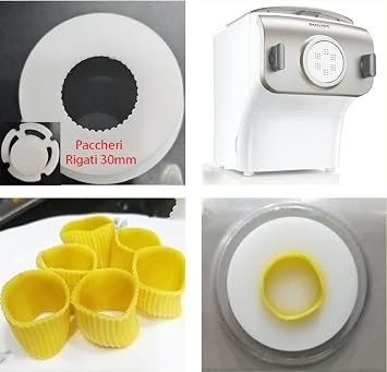 Rigati Pasta Shaped Noodles, Italian Rigate Pasta Shape Fit For Philips Electric Pasta Maker, Disc Compatible With Philips Attachment Kitchen Appliance Paccheri Rigati 30mm