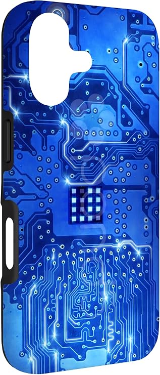 Blue Computer Motherboard Circuit Board Pattern Case for iPhone 17