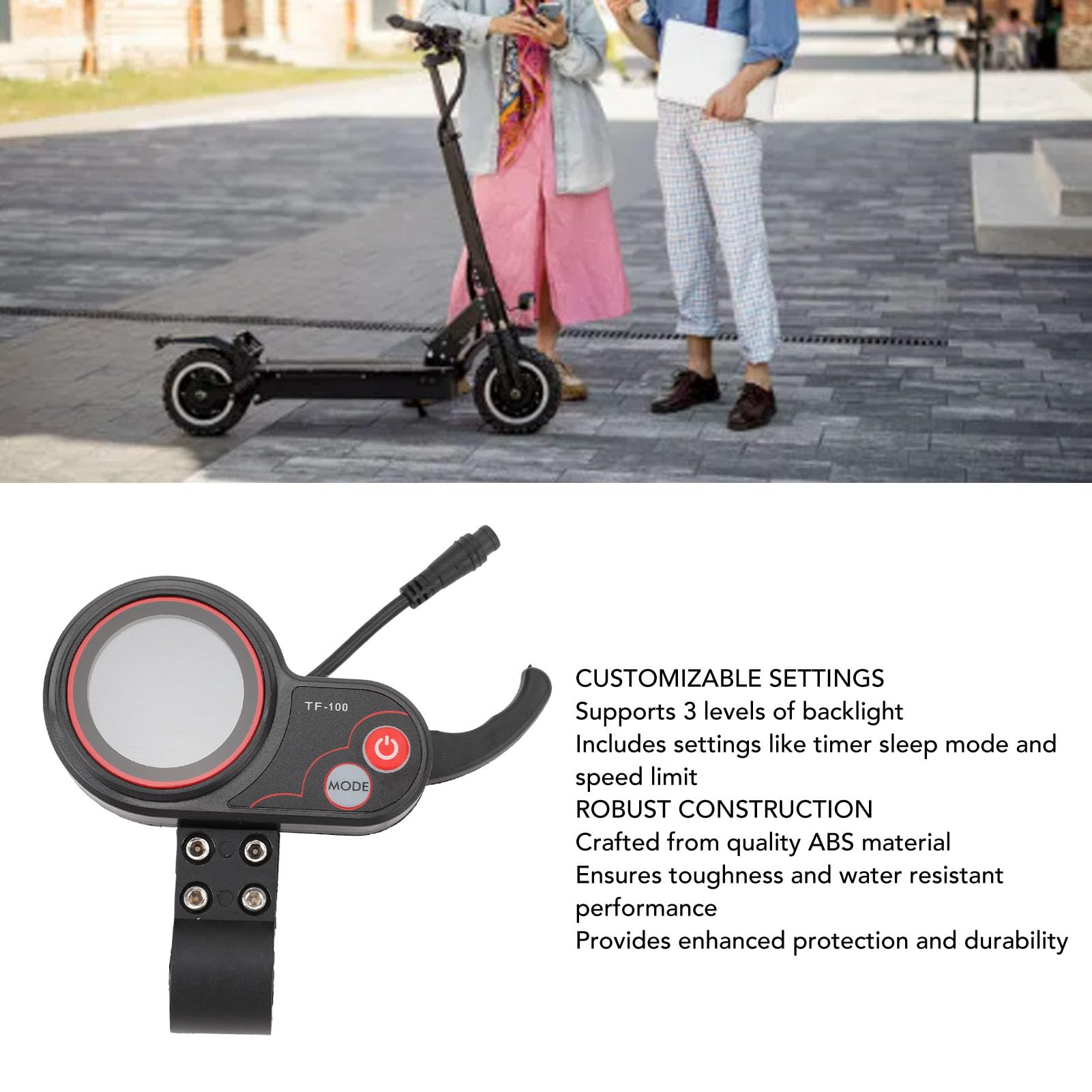 LCD Display 48V TF 100 Electric Scooter with Thumb Throttle, 6 Pin Water Electric Panel for Electric Scooter