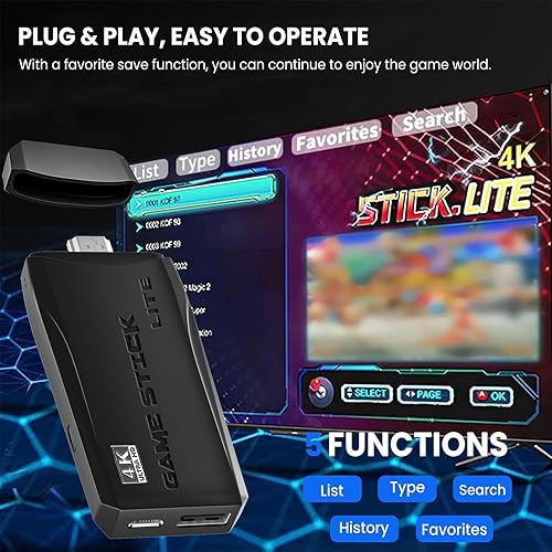 Miniatura 3 de Consola de juegos retro inalámbrica actualizada 2025 Plug & Play Video Game Stick con salida HDMI 4K, consola de juegos retro clásica incorporada 15