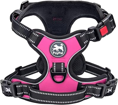 PoyPet No Pull Dog Harness, No Choke Front Lead Dog Reflective Harness, Adjustable Soft Padded Pet Vest with Easy Control Han