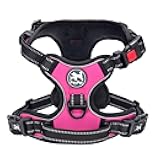 PoyPet No Pull Dog Harness, No Choke Front Lead Dog Reflective Harness, Adjustable Soft Padded Pet Vest with Easy Control Handle for Small to Large Dogs(Pink,S)