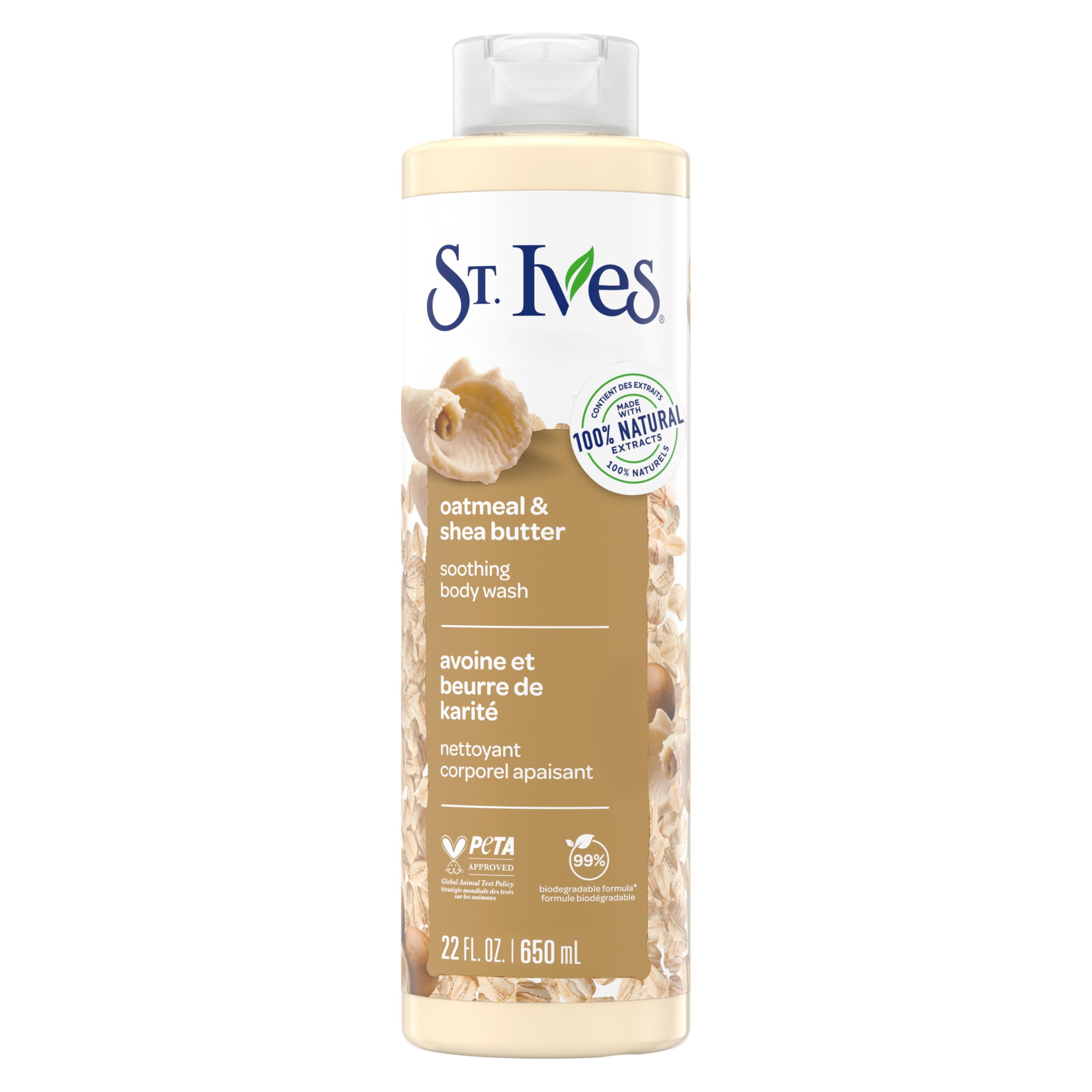 St. Ives Oatmeal & Shea Butter Body Wash | Moisturizing Body Wash for Sensitive and Dry Skin | 22 Fl. Oz.