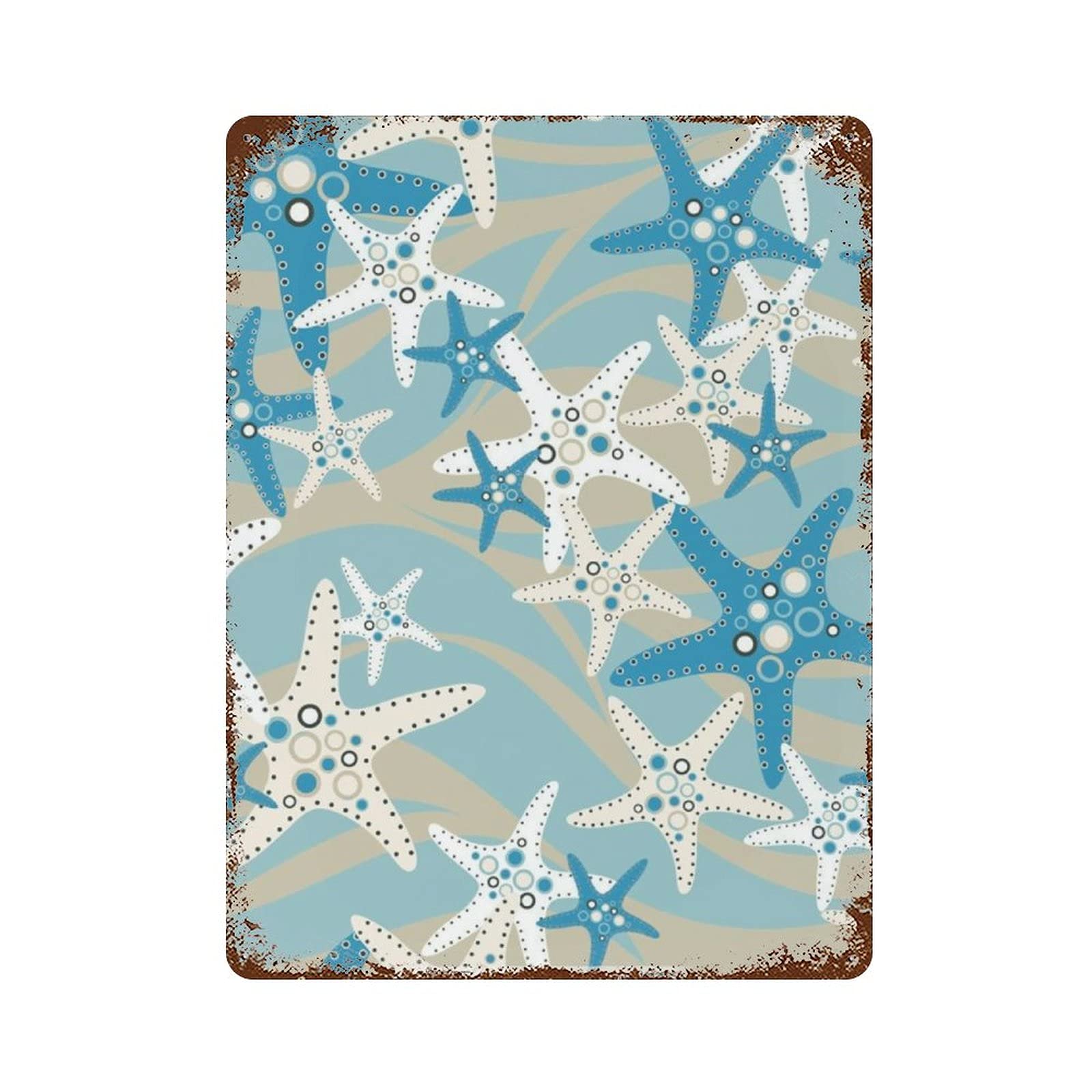 Cartel de metal de estrella de mar vintage para pared: decoración retro para hogar y jardín