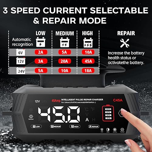 Miniatura 10 de Cargador de batería de coche de 3 amperios, cargador de goteo de 6 V/12 V y mantenedor, cargador flotador/desulfatador totalmente automotriz