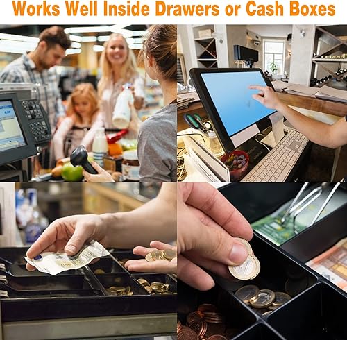 Miniatura 6 de Caja registradora de cinco rejillas, 5 billetes, 4 ranuras para monedas, bandeja para monedas, cajero, caja fuerte de almacenamiento ordenada (negro)