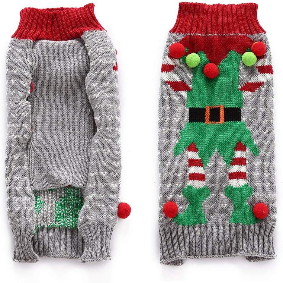 DELIFUR Dog Winter Sweater Pet Christmas Ugly Elf Jumper Clown Holiday and Party for Dog and Cat (Clown, L) - Image 4