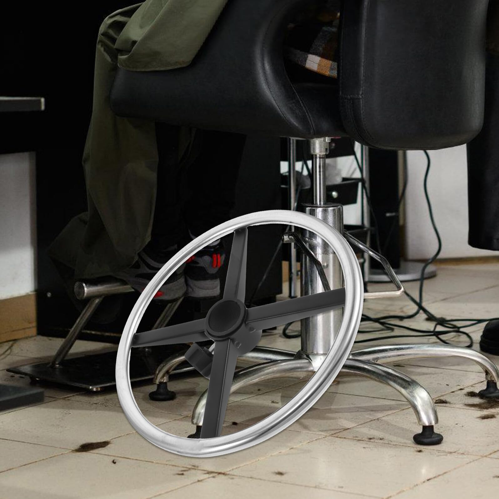 Angoily Reposapiés para Silla de Sujeción de Hierro y Nylon, Accesorio Resistente y Elegante Que Alivia la Fatiga de Piernas, Adecuado para Salón y Oficina Color Plata