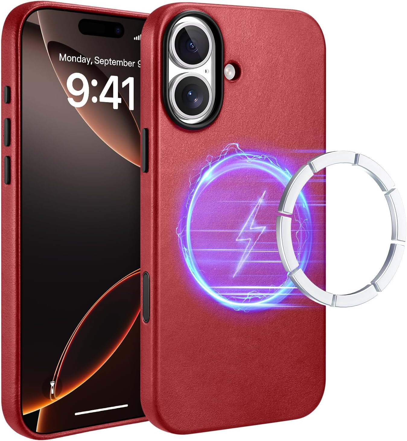 ICARER iPhone 17 Case, Genuine Leather Case, Compatible for MagSafe Wireless Charging, Compatible with Apple iPhone 17 6.3 inch 2025 Model (Black)