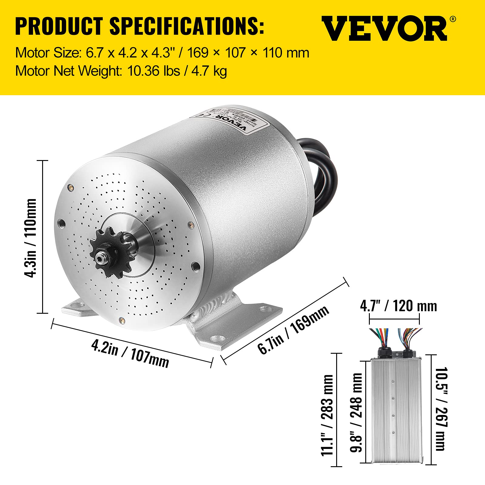 VEVOR Electric Brushless DC Motor,72V 3000W Brushless Electric Motor