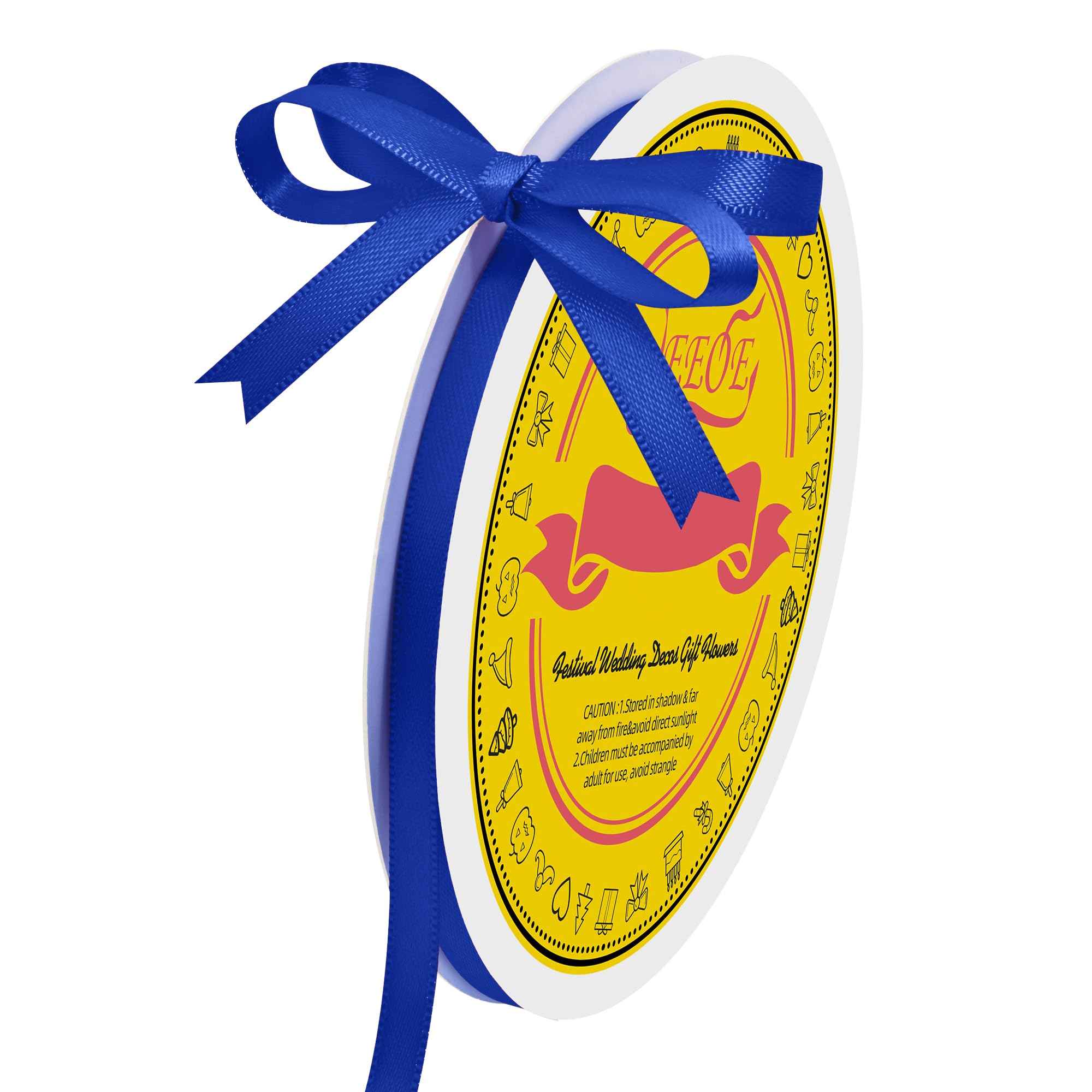 Double Face Cobalt Blue Satin Ribbon 1/4 inch X 50 Yards Polyester Cobalt Blue Ribbon for Gift Wrapping Very Suitable for Weddings Party Hair Bow Invitation Decorations and More