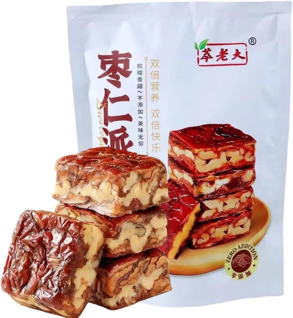 Premium Red Date & Walnut Bar, No Added Sugar, Vacuum Individual Packaging, Healthy Snack for Breakfast, Office & Travel, 158g