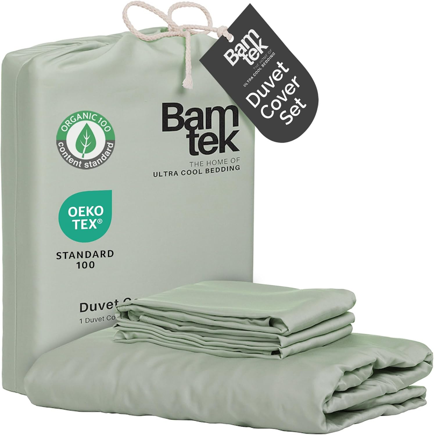 Duvet Cover Set - 100% Viscose Derived from Bamboo Duvet Cover King Size, 3 PC Luxury Cooling Duvet Cover for Hot Sleepers, Silky Buttery Soft Comforter Cover & 2 PC King Pillowcases, Sage