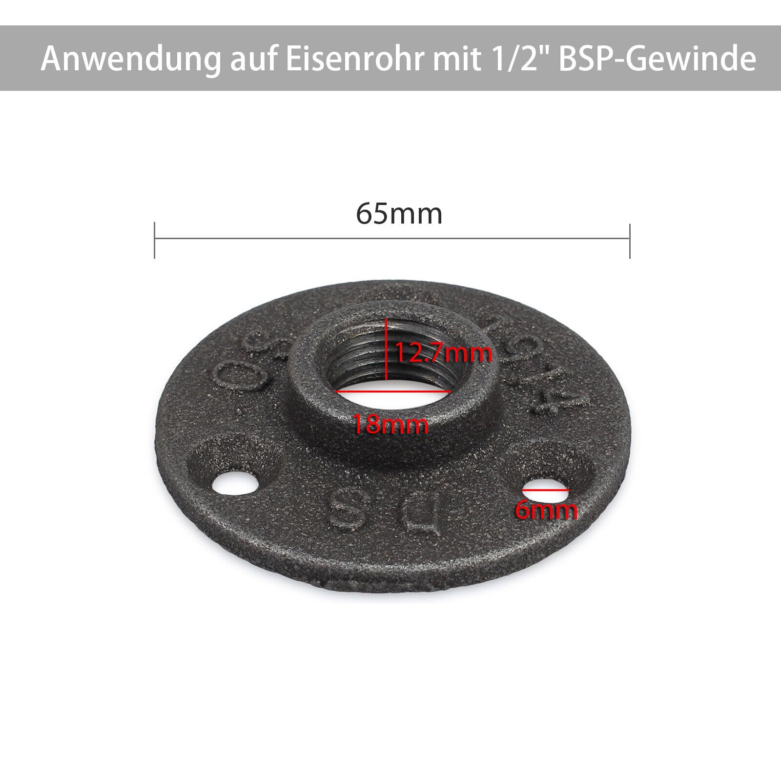 Brida de tubo de 10 unidades de 1/2 pulgadas con 3 agujeros, rosca de metal BSP, brida para tuberías, hierro maleable para tubos industriales, muebles, bares, restaurantes, hoteles y
