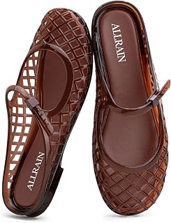 ALLRAIN Jelly Sandals for Women with Adjustable Strap | Closed Toe Mary Jane Flats, Waterproof Womens Jelly Shoes
