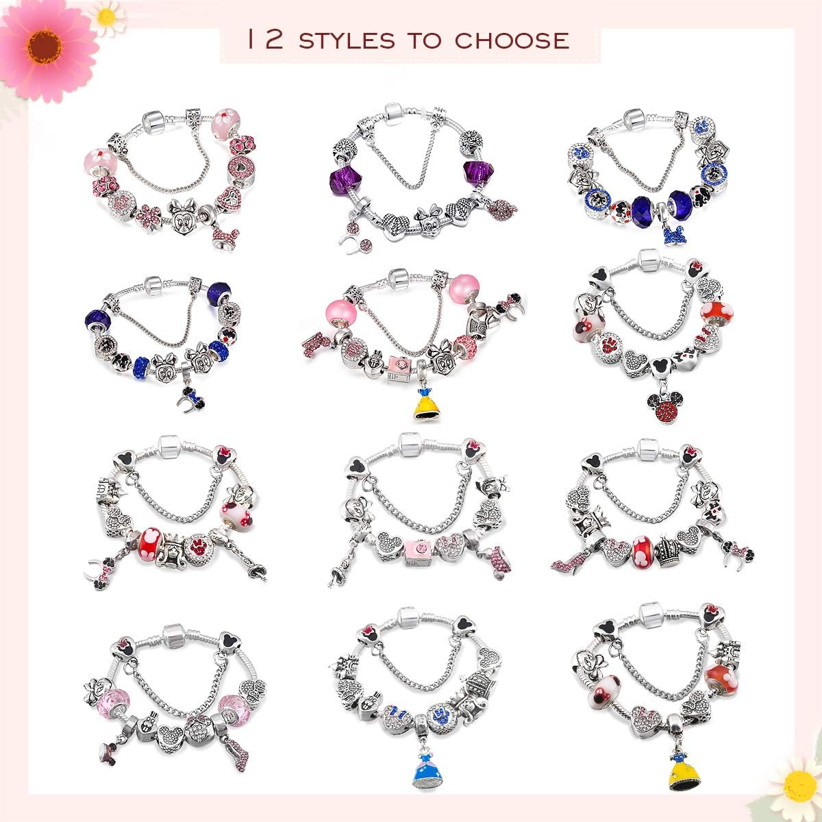 Mouse Charm Bracelet Love Heart Jewelry Christmas Gift - Image 5