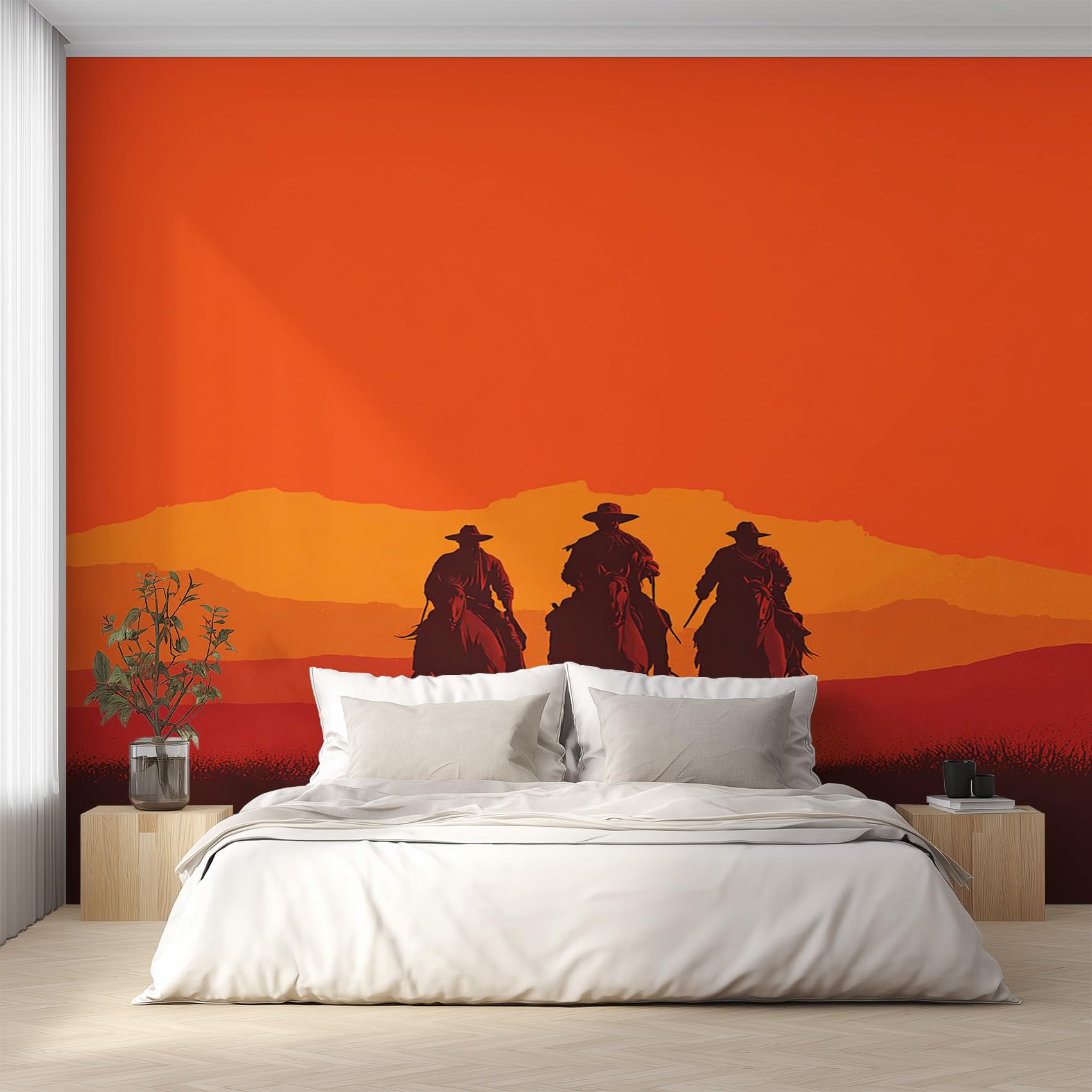 Papier peint panoramique cowboy de l'ouest intissé L450xH315 cm pour salon