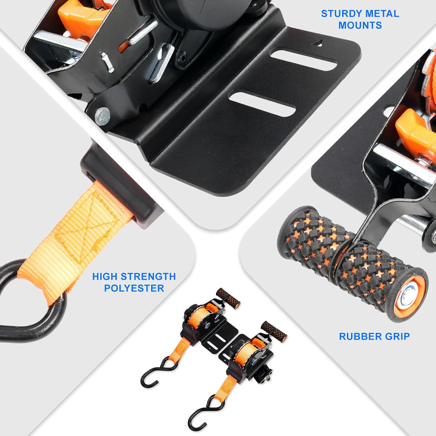 Retractable Ratchet Straps for 2019-2026 Chevy Silverado/GMC Sierra 1500 Accessories, 2PCS Self Retractable Tie Down Straps, Heavy Duty Quick Release and Tool-Free No Drill Install