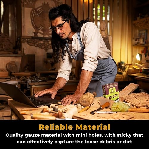 Miniatura 4 de Eshazu - Paño adhesivo prémium (paquete de 24)  Eliminador de polvo y partículas de grado profesional para carpintería y pintura  Trapos de tachuela