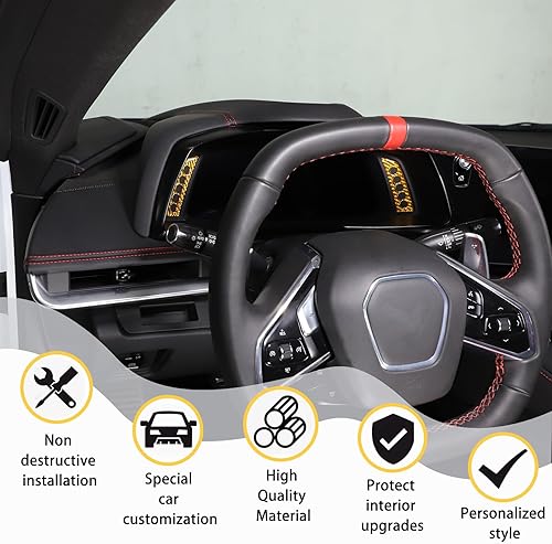 Miniatura 4 de CHEAYAR Adhesivo de fibra de carbono para tablero de instrumentos compatible con Chevrolet Corvette C8 Stingray 2020-2023, calcomanía para panel de