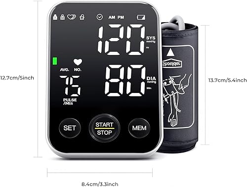 Miniatura 8 de Oklar Monitor de presión arterial, monitores de brazo superior para uso doméstico, máquina BP, esfigmomanómetro con memoria de lectura de 2 x 120,