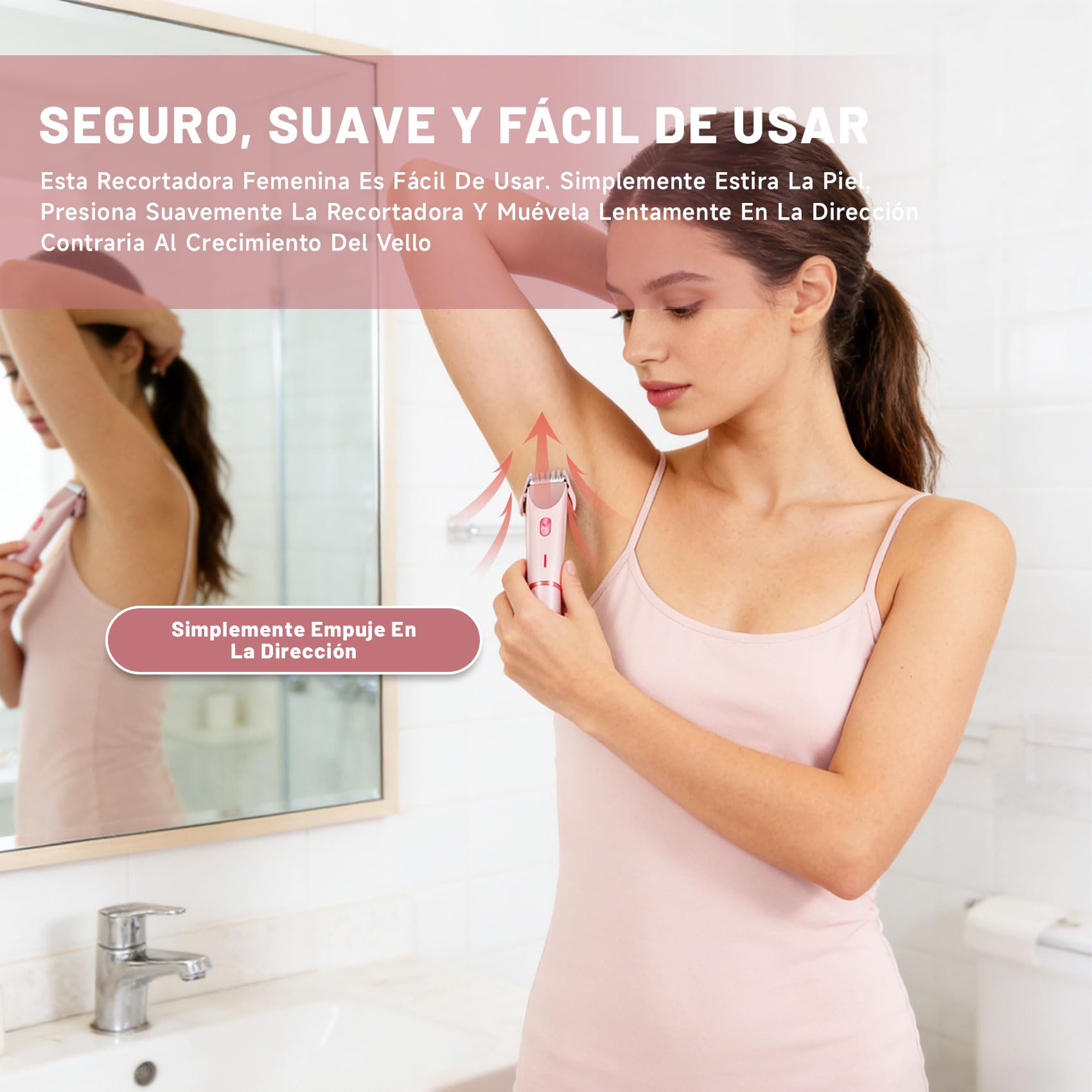 Sovalya Rasoio– Rifinitore 2-in-1 per Bikini e Corpo, Design a Doppia Testina, Rasatura su Pelle Asciutta e Bagnata. Depilazione Sicura per Corpo, Viso, Mento, Zona Pubica, Ascelle Gambe (Rosa)