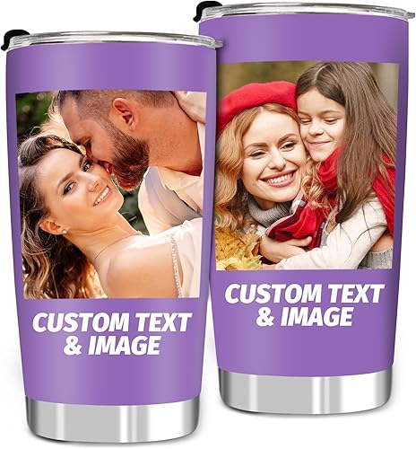 Vaso personalizado con imágenes y nombre de texto, taza de viaje de acero inoxidable personalizada, vaso de 20 onzas con tapa, regalos