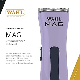 Wahl Professional Sterling MAG Cordless Trimmer, LE Lavender and Navy, Lithium Ion, Quick-Detach Blade, 120 Minute Run Time, Includes Charging Stand