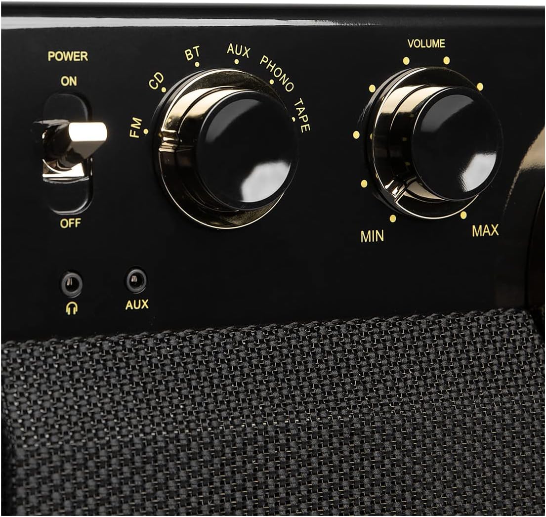 Victrola Empire Signature 7-in-1 Wood Mid Century Modern Bluetooth Record Player