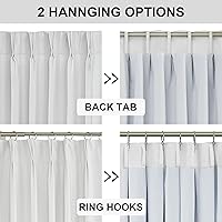 Vista 5 de Vision Home White Pinch Pleated Full Blackout Curtains Thermal Insulated Window Curtains 102 inch for Living Room Bedroom Room Darkening Pinch Pleat