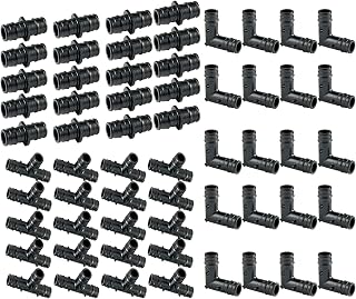 1/2" Poly PEX A Expansion Fitting,60 Pack PPSU PEX F1960 Combo Fittings with Tees "T"(20PCS), Elbows(20PCS), Coupling(20PCS),1/2Inch Pex Plastic Fitting for Pex-A Pipe in Plumbing