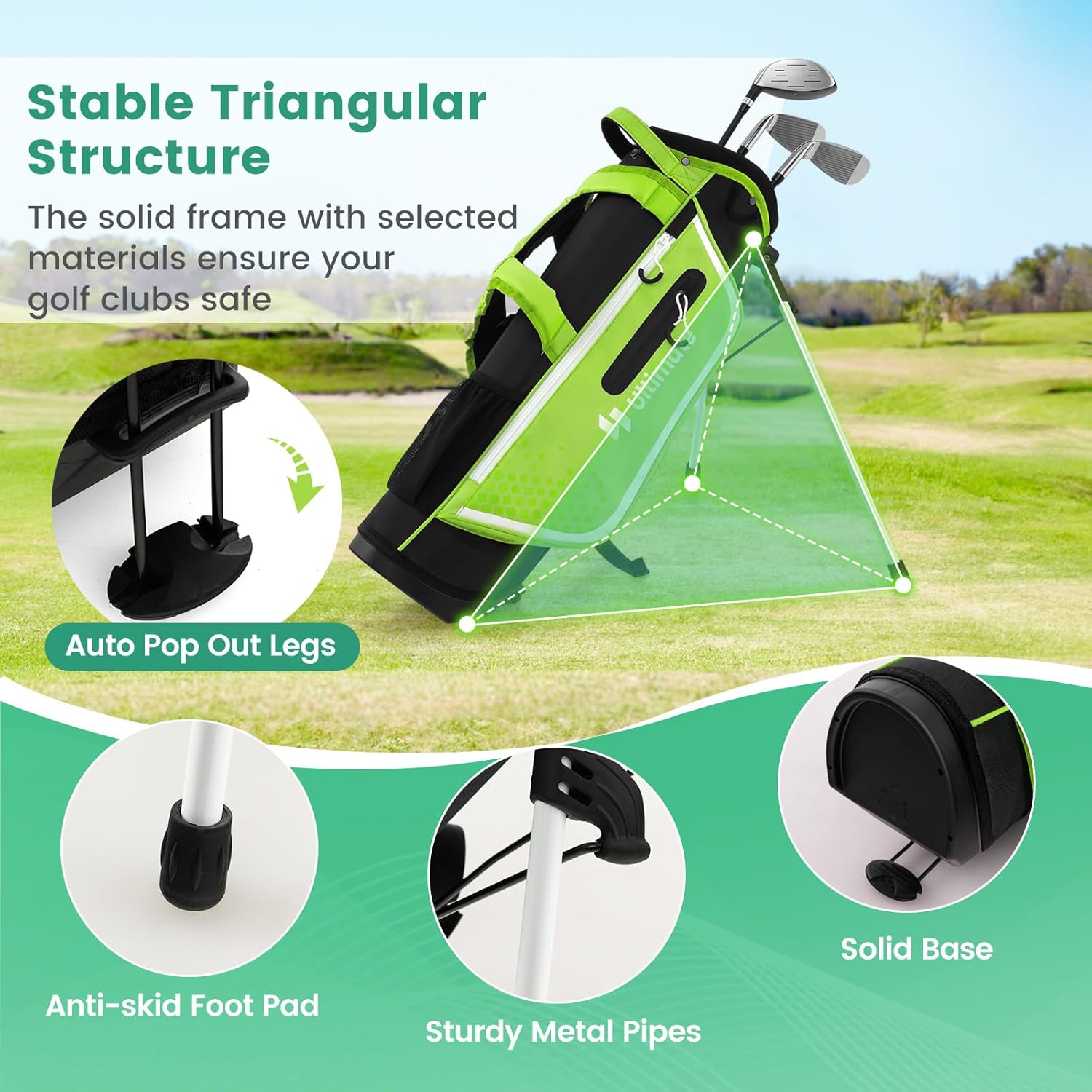 Tangkula Kids Golf Club Set Right Hand, Junior Complete Golf Club Set with 205CC #3 Fairway Wood & #7/#S Irons & Putter, Head Cover & Rain Hood, Golf Stand Bag, Golf Clubs Set for Children Age 5-7